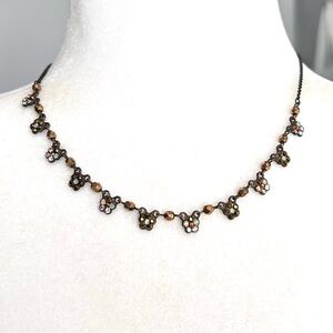 Michal Negrin Dainty Necklace Small Flowers AB Swarovski Crystals Beads …